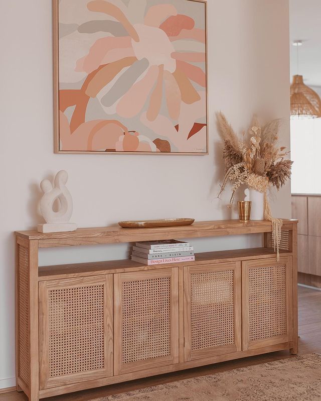 Mesa De Buffet De 4 Puertas Con Ratan